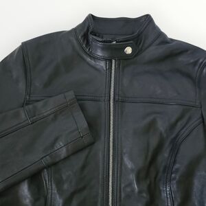 Sourock‎ SR Womens Genuine Leather Moto Jacket Black Zip Front M  Real Leather